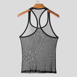 Riolio  Mens Vest Breathable See-Through Mesh Tight Tank Top Streetwear Fashion All-Match Sleeveless T-Shirt Men'S Clothing New