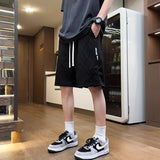 Riolio  Summer New Men American Style Thin Style Niche Loose Large Size Motion Casual Printing Texture Side Opening Buckle Shorts