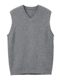Riolio New Popular Preppy Style Men Sweater Vest Casual Knitted Streetwear Solid Color V Neck Waistcoat Leisure High Quality Knitwear