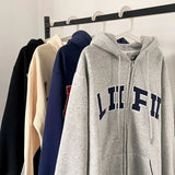 Riolio  American Spring and Autumn Men and Women Trendy Personalized Letter Printed Hoodie Couple Loose Hip Hop Retro Casual Top y2k