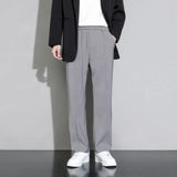 Riolio  Men's Hong Kong Style Straight Pants Loose Casual Pants Suit Pants