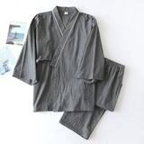 Riolio Spring/Autumn Japanese Kimono Mens Pajamas Men Sleepwear Male Thin Ninth Sleeve Lace-Up Top + Pants Loose Two-piece Homewear