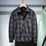 Riolio  New Men Clothing Spring Vintage Classic Plaid Print All Match Shirt Casual Lapel Long Sleeve Loose Pocket Tops Camisas De Hombre