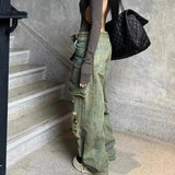 Riolio  Men and women high street hip-hop personality straight tube washed workwear jeans for couples loose retro casual pants y2k