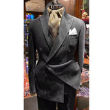 Riolio  New Men's Corduroy Grass Green Suit Two-piece Solid Color Business Casual Suit Suit Pant Sets Blazers Man Suite Costumes Elegant