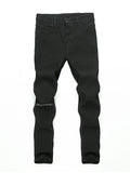 Riolio Distressed Knee Holes Elastic Skinny Jeans Men Ripped Biker Denim Pants Solid Washed Streetwear Black Pantalones Hombre Joggers