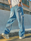 Riolio  American Retro Letter and Star Embroidered Jeans with a Street-Style Niche Design, Loose Wide-Leg Versatile Scimitar Pants, Trendy