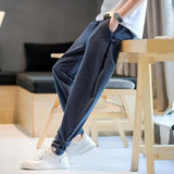 Riolio  New Summer Korean Edition Handsome and Fashionable High Waist Pocket Striped Print Loose Oversized Strap Casual Pants