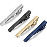 Riolio  (Pack 4 Pieces ) Tie Clips for Men, Black Gold Blue Silver Tie Bar Set for Regular Ties, Luxury Box Gift Ideas  novedad