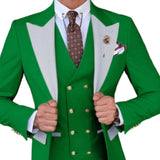 Riolio  Men's Fashionable Gentleman Business Banquet US-style Formal Dress Casual Wedding Color blocking Suit Blazer+Vest+Trousers