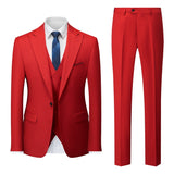 ( Jacket + Vest + Pants ) Solid Color Office Business Formal Men's Suit Three Piece Set Groom Wedding Dress Party Tailcoat