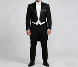 Riolio  Black Tailcoat For Men Wedding Formal Shawl Lapel 3PCS Suit Groom Suit Set Jacket Pant Wedding Occasion