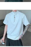 Riolio  Niche Stand-up Collar T-shirt Men Polo Shirt Summer Loose Short-sleeved Top T-shirt