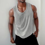Riolio  Men's Solid Color Sleeveless Gym  Top Summer Quick Dry Breathable Workout Running Beach Muscle Shirt