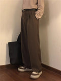 Riolio Retro Japanese Sle y Straight Leg Pants Men's Women's Caramel Brown Draped Casual Loose Summer Long Trousers Trendy B...