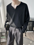 Riolio Light Luxury Top High-end Niche Designer V-neck Long-sleeved T-shirt Men Spring Autumn Trendy Versatile Base Shirt Aesthetic