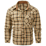 Riolio  Spring Autumn Men's Plaid Shirts Men Retro Pearl button Long Sleeve Cotton Shirt Mens Windbreaker Flannel Shirt Clothing