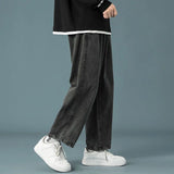 Riolio Men Daily Simple Outside Sports Casual Jeans Male Basic Straight Leg Denim Pants Popular High Quality Wide Leg Denim Trousers