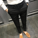 Riolio Spring Men Pants Korean Slim Fit Men Casual Ankle Length Pants Streetwear Men High Quality Black Gray Dress Suit Pant Man