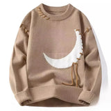 Riolio Trendy Men's Loose-Fit Knitted Sweater Casual Thickened Warm Round Neck Autumn/Winter Perfect For High School Students