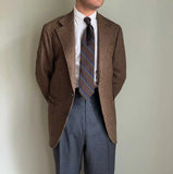 Riolio  Casual Men's Suit 2 Pieces Blazer Pants Bow Collar Single Breasted Buckle Work Wear Bussiness Wedding
