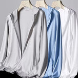 Riolio Men's Summer Ice Silk Mesh Sunscreen Loose Jacket Coat Mesh Breathable Hoodies
