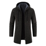 Riolio Men's Winter Padded Jacket Thick Fleece Long Jackets Coat Knitting Sweaters Hooded Zipper Cardigan Male Overcoat