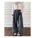 Riolio  Men Workwear Cargo Jeans New Multi Pocket Loose Straight Leg Baggy Streetwear Denim Pants Urban Casual Trousers 2025 Autumn