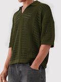 Riolio  Summer Daily Casual Men's Mesh Polo Shirt Vintage Turn-down Collar Hollow Out Tops Men Knitted Short Sleeve Pullover Polos