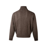 Riolio  New Japanese Retro Men Cardigan Jacket Winter Light Luxury Trendy Turtleneck Knit Zip-up Long Sleeve Sweater Coat Premium Outfit