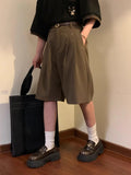 Riolio Summer Japanese Retro Simple Solid Color Casual Trousers Men Women Loose Wide-leg Shorts Fashionable and Trendy Five-point Pants