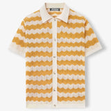 Riolio  New High-quality Breathable Fabric Knitted Cutout T-shirt Spring/Summer Men's Business Casual Striped Shirt Men Clothing