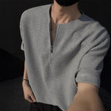 Riolio  Zip T Shirt Men Short Sleeve Summer Trendy Casual Fashion All-match Shirt
