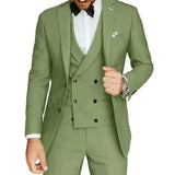 Riolio  Formal Elegant Men Suit Slim Fit 3 Piece Blazer Vest Pants Sets Tuxedo Set for Wedding Double Breasted Notched Lapel Men Suit