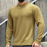 Riolio Men Fashion body-building Long Sleeve T-shirts O-Neck Solid Casual Spring Autumn Tees Men Shirt Loose Tops Streetwear Tee shirt