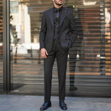 Riolio  Jacket Vest Pant Men Suit Black 3 Pieces Single Button With Lapel For Wedding Groom Birthday Banquet Party Business Work Office