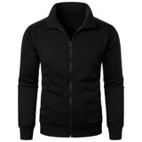 Riolio Men's casual sports zipper stand collar hoodie coat men's solid color cardigan