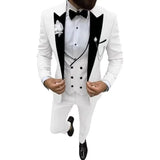 Riolio  Elegant 3 Piece Men's Velvet Tuxedo Suit Slim Fit Peak Lapel Blazer Vest And Pant Set for Business Wedding And Party