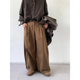 Riolio Japanese Vintage Basic Workwear Trousers For Men Women Spring Autumn Loose-fit Wide-leg Casual Pants Ins Boyfriend Style