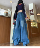 Riolio  Cargo Jean Loose Wide Leg Workwear Jeans Elastic Waist Men and Women Spring Autumn Faion Brand Waed Out Trousers Straight Cut