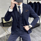 Riolio  S-7XL Jacket Vest Pants Luxury Elasticity Boutique Fashion Men's Solid Color Casual Business Suit 3-piece Sets Groom Wedding