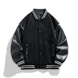 Riolio Bomber Wool Coat Premium Varsity Leather Wool Jacket High Street Jacket Men's Varsity Baseball College Leather Sleeves