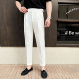 Riolio  Men's High-waisted Trousers Autumn Winter New Style Trousers Casual Pants Fashionable Handsome Slim Straight Suit Pants