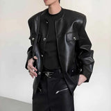 Riolio  Men Autumn Pu Leather Jacket Retro Motorcycle Band Nightclub Jacket Streetwear Fashion Youth Campus Versatile Top Men'S Clothing