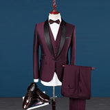 Riolio  Men's 3-Piece Slim Fit Casual Tuxedo Suit Set Polyester Fiber Single-Button Closure Business Formal Wear for All Seasons