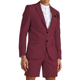 Riolio  Men's Slim Fit 2-Piece Suit Set with Notched Lapel Blazer And Shorts Tuxedo Fashion Summer Wedding Sports