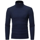 Riolio Autumn  Winter Men's High Neck T-shirt Slim Fit Fashion High Elastic Long Sleeve Cotton Casual Breathable Apparel Pullover