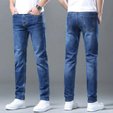Riolio  New Men's High Quality Slim Jeans Fashion Classic Style Business Straight Stretch Denim Pants Male Brand Trousers Blue Black