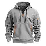 Riolio  Spring Autumn Men's Pullover Hoodies Fashion Mens Solid Color Multi-pocket Hooded Coats Mens Sports Zipper Sweatshirts Clothing