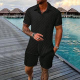 Riolio Europe and America new summer men's loose fashion solid color casual mix short sleeve T-shirt shorts suit